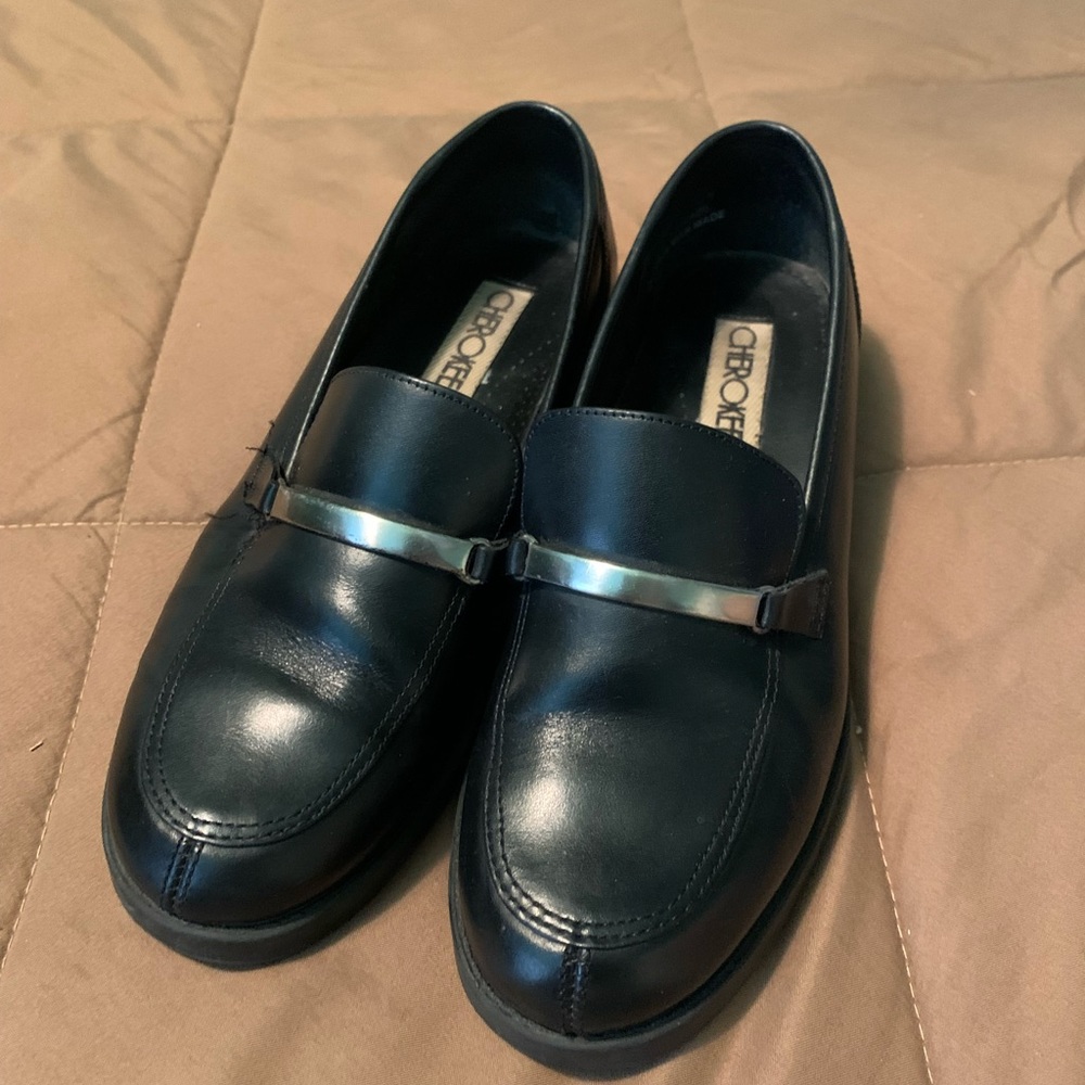 Black leather shoes